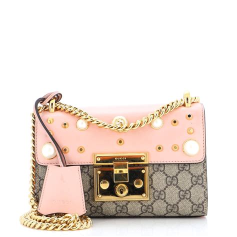 Gucci Pearly Padlock Studded Shoulder Bag on SALE 